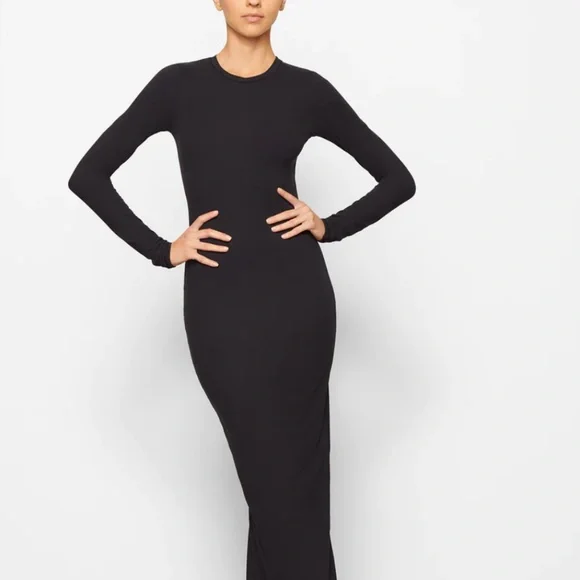 SKIMS | Dresses | Skims Fits Everybody Crew Neck Long Sleeve Dress |  Poshmark